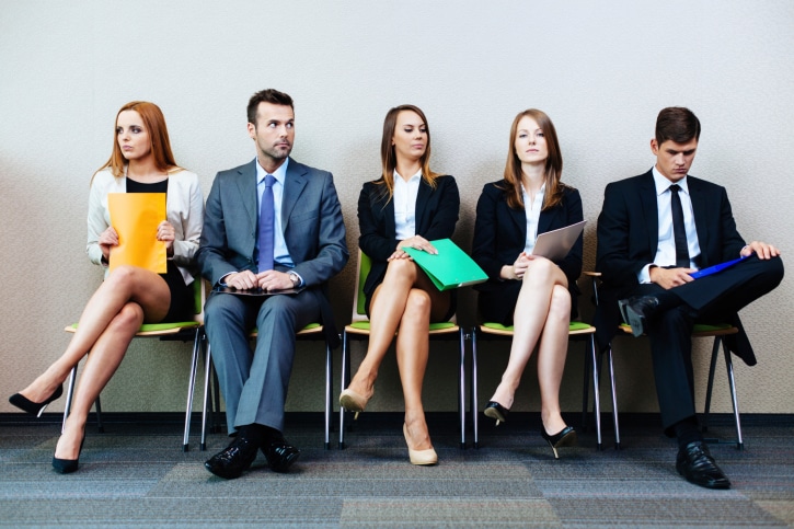 Salespeople Waiting to Be Interviewed by Sales Manager