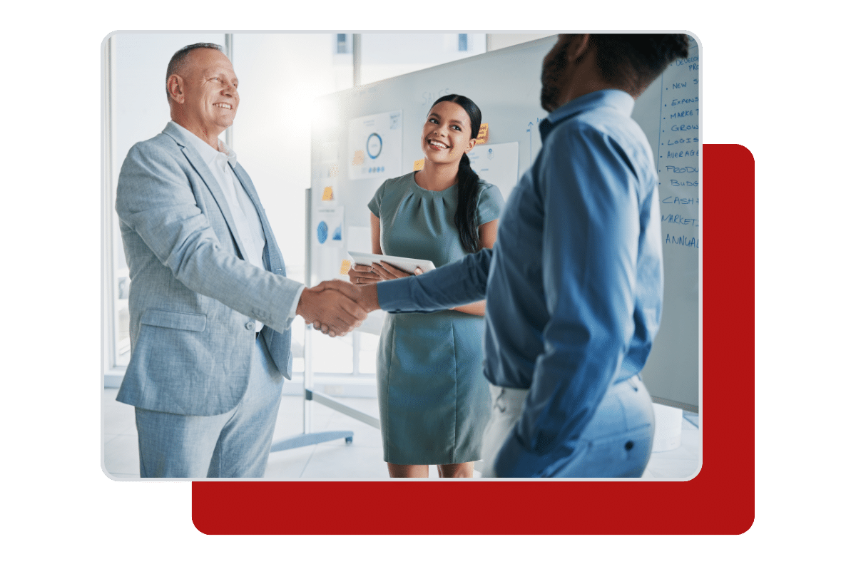 Sales consultants greeting each other