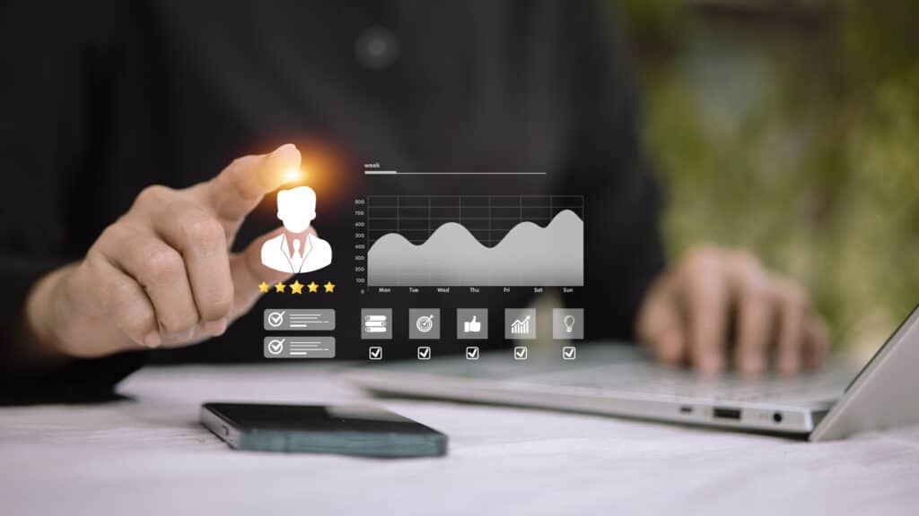 Sales skills assessment test dashboard measuring candidate performance.