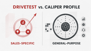 The DriveTest vs. Caliper Profile sales assessment comparison showing sales-specific hiring traits versus a general-purpose personality test.